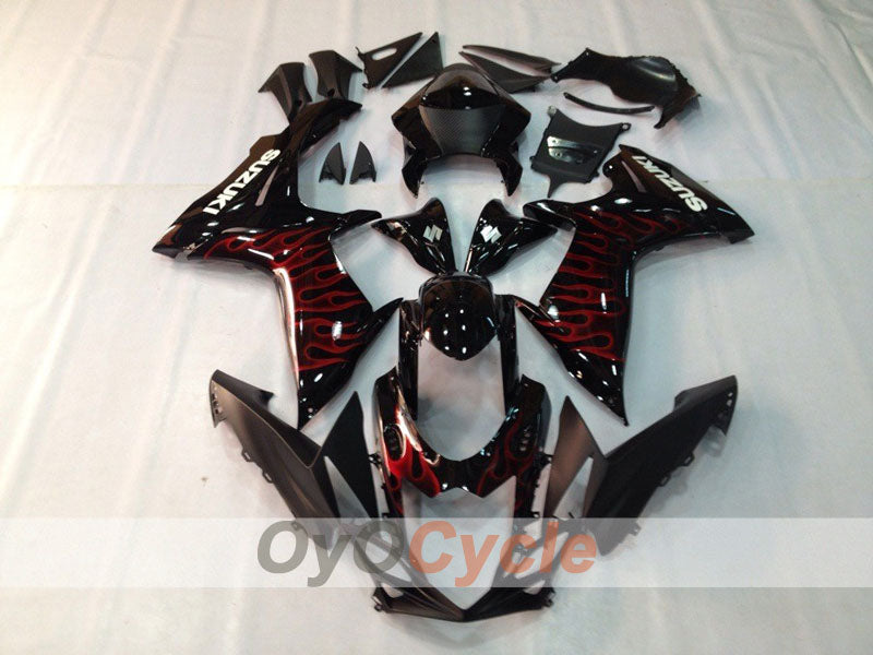Kit de carénage à injection pour GSX R750 11-26 - Rouge, noir - Flamme #OYO87901470 Image principale du produit