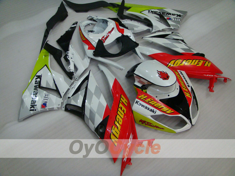 Kit de carénage à injection pour NINJA ZX-6R 09-12 - Rouge, Blanc - H.Energy #OYO87901986