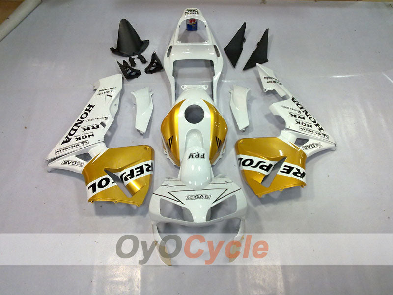 Kit de carénage à injection pour CBR600RR 03-04 - Blanc, Or - Repsol #OYO87902563
