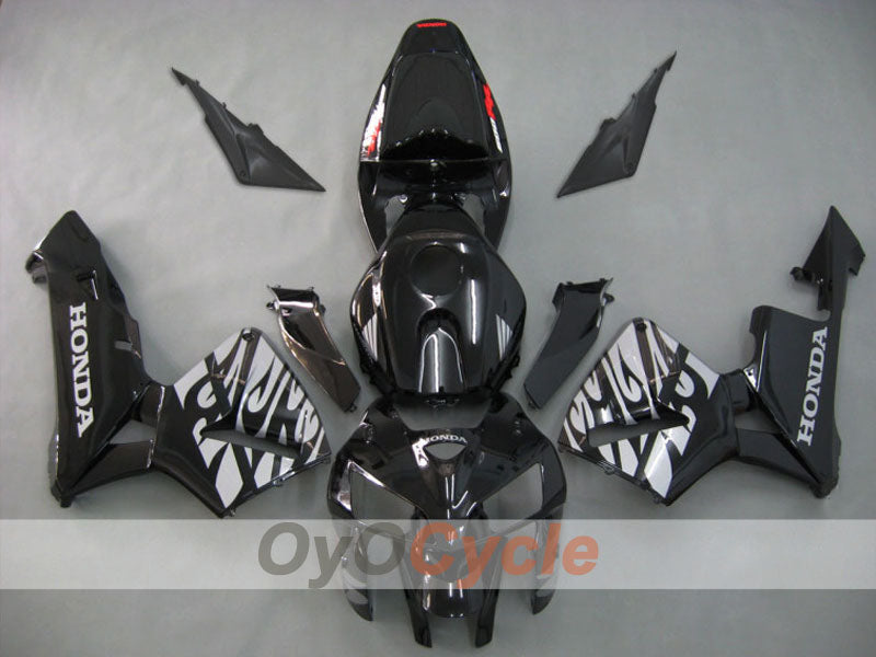 Kit de carénages à injection pour CBR600RR 05-06 - Noir, Argent - Flamme #OYO87900240 Image principale du produit