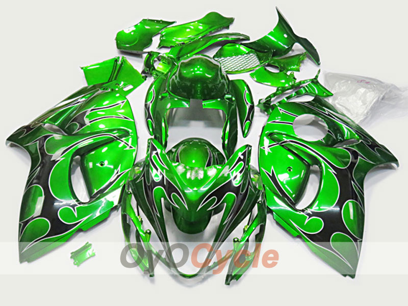 Kit de carénage à injection pour GSXR1300 Hayabusa 08-20 - Vert - Flamme #OYO87904716