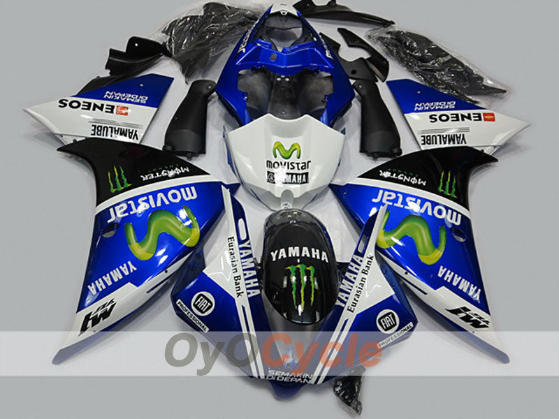 Kit de carénages à injection pour YZF-R1 12-14 - Bleu, Blanc - Movistar #OYO87904728