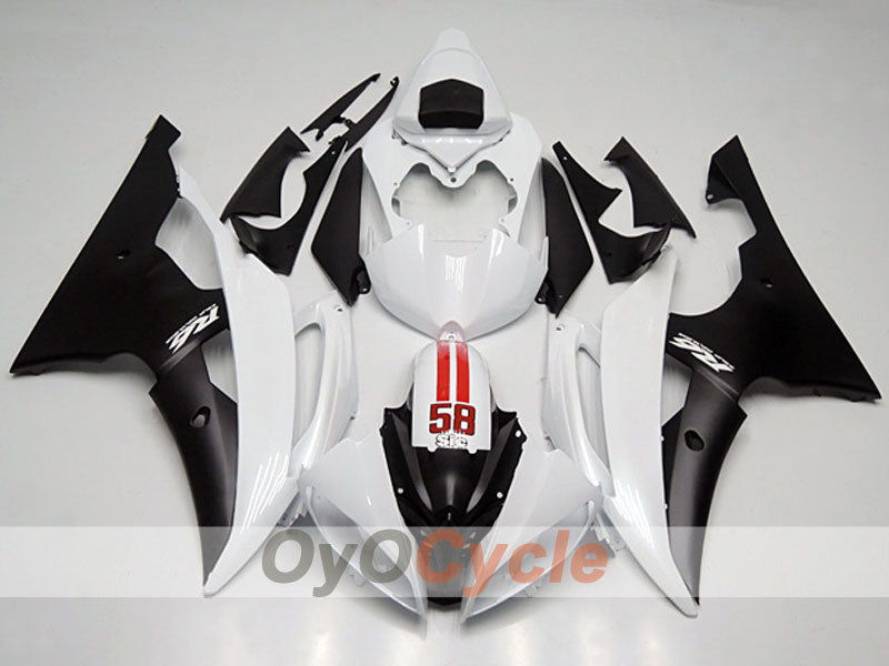 Kit de carénage injecté pour YZF-R6 08-16  - Blanc, Noir - Style usine #OYO87904736
