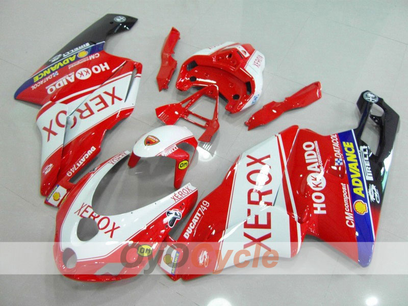 Kit de carénage à injection pour Ducati 749 05-06 - Rouge, Blanc - Xerox #OYO87902166