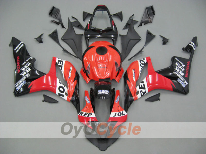 Kit de carénage injecté pour CBR600RR 07-08 - Rouge, Noir - Repsol #OYO87900429
