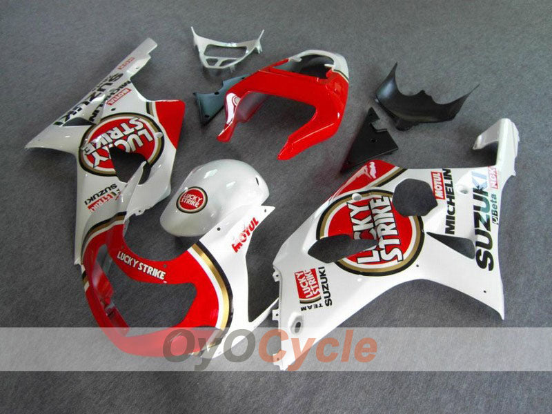 Kit de carénage injecté pour GSX R1000 00-02 - Rouge, blanc - Lucky Strike #OYO87901737
