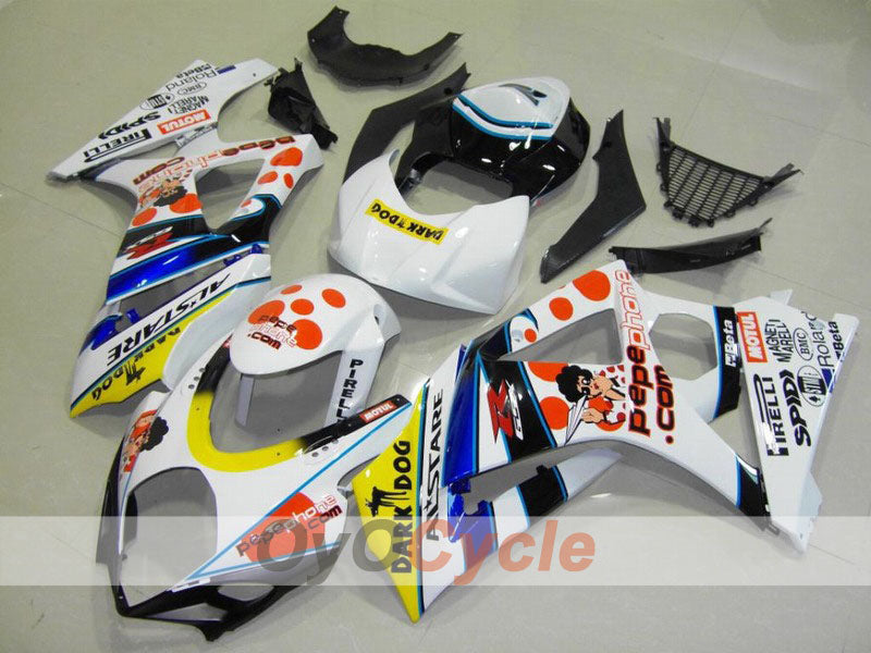 Kit de carénage à injection pour GSX R1000 07-08 - Blanc, Noir - Dark Dog, MOTUL #OYO87902086