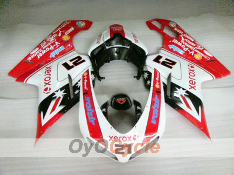 Kit de carénage à injection pour Ducati 1098 07-09 - Rouge, Blanc - Xerox #OYO87902232