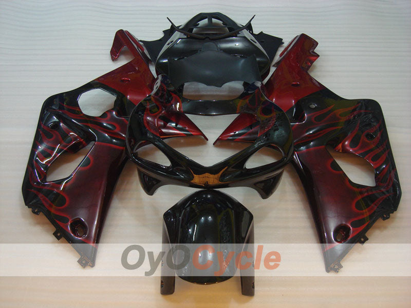 Kit de carénage à injection pour GSX R750 00-03 - Rouge, Noir - Flame #OYO87901054