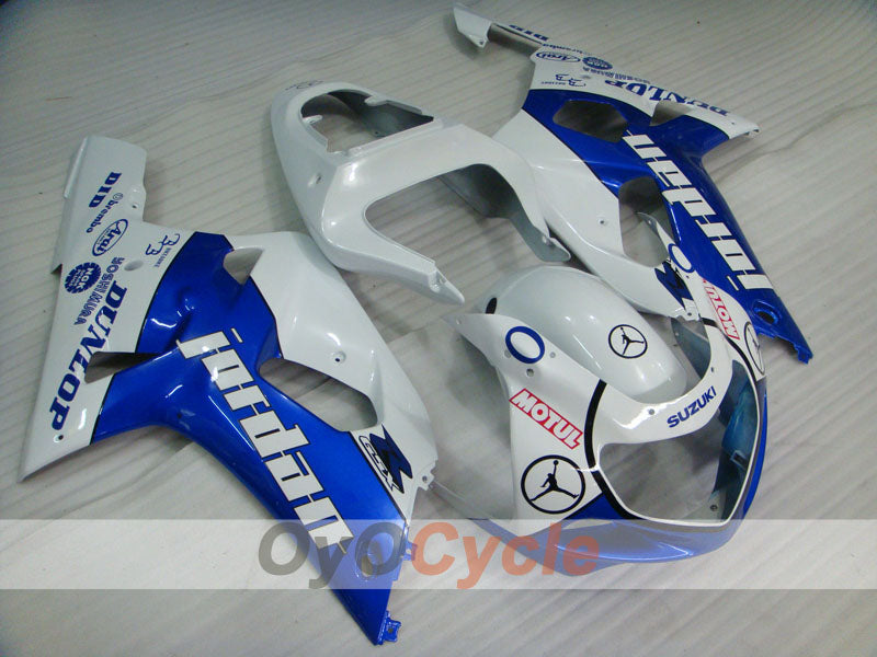 Kit de carénage à injection pour GSX R1000 00-02 - Bleu, Blanc - DUNLOP #OYO87905226