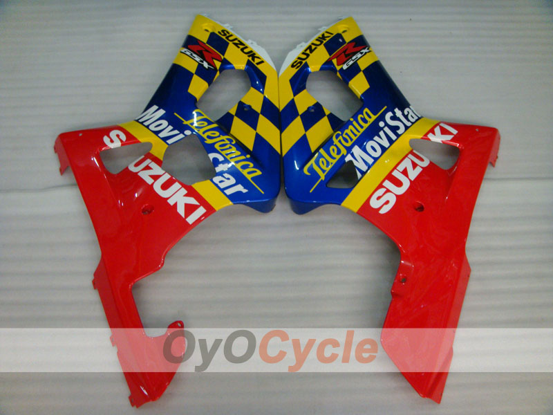 Kit de carénage à injection pour GSX R750 00-03 - Rouge, Bleu - Movistar #OYO87901066