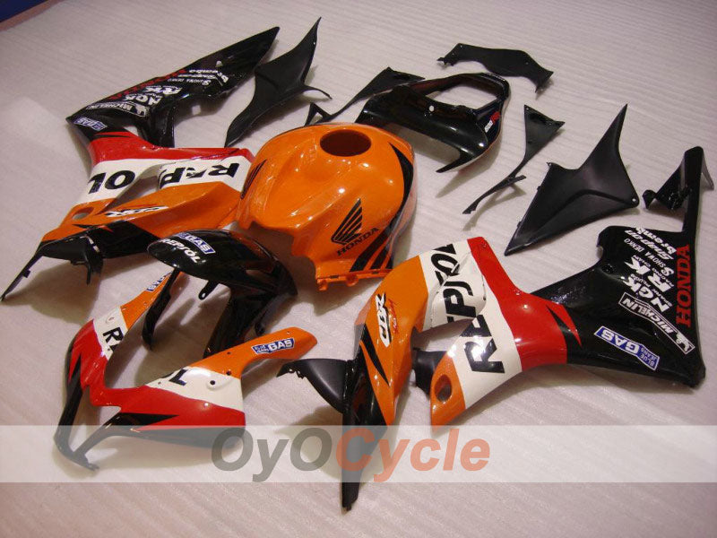 Kit de carénage injecté pour CBR600RR 07-08 - Orange, Noir - Repsol #OYO87900424