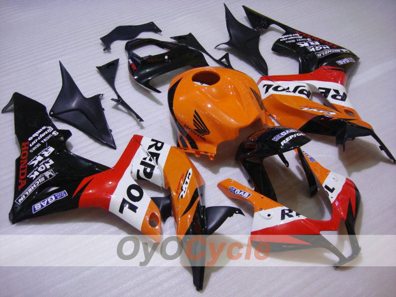 Kit de carénage injecté pour CBR600RR 07-08 - Orange, Noir - Repsol #OYO87900424