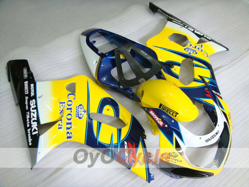 Kit de carénage injecté pour GSX R750 00-03 - Jaune, bleu - Corona #OYO87905168