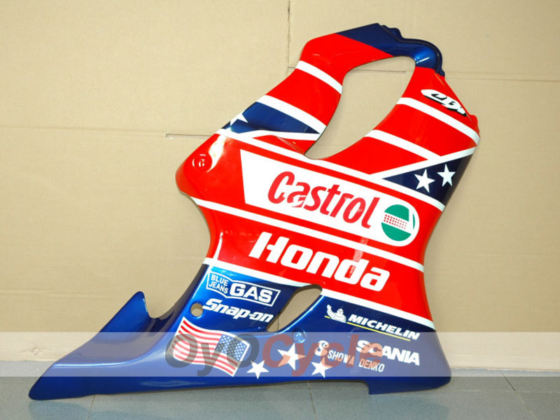 Kit de carénage à injection pour CBR600F4 99-00 - Rouge, Bleu - Castrol #OYO87900107