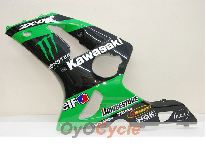 Kit de carénage à injection pour NINJA ZX-6R 03-04 - Vert, Noir - Monster #OYO87901807