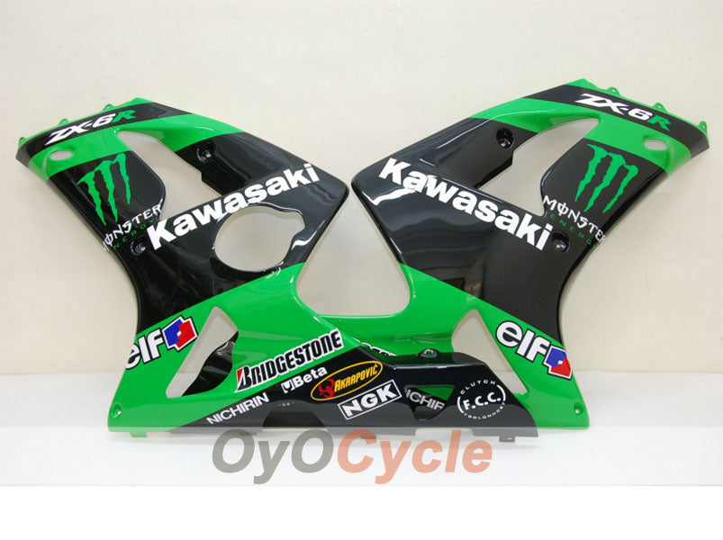 Kit de carénage à injection pour NINJA ZX-6R 03-04 - Vert, Noir - Monster #OYO87901807