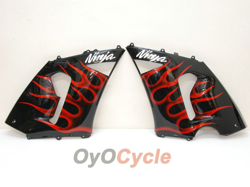 Kit de carénages injectés pour NINJA ZX-6R 05-06 - Rouge, Noir - Flame #OYO87901865