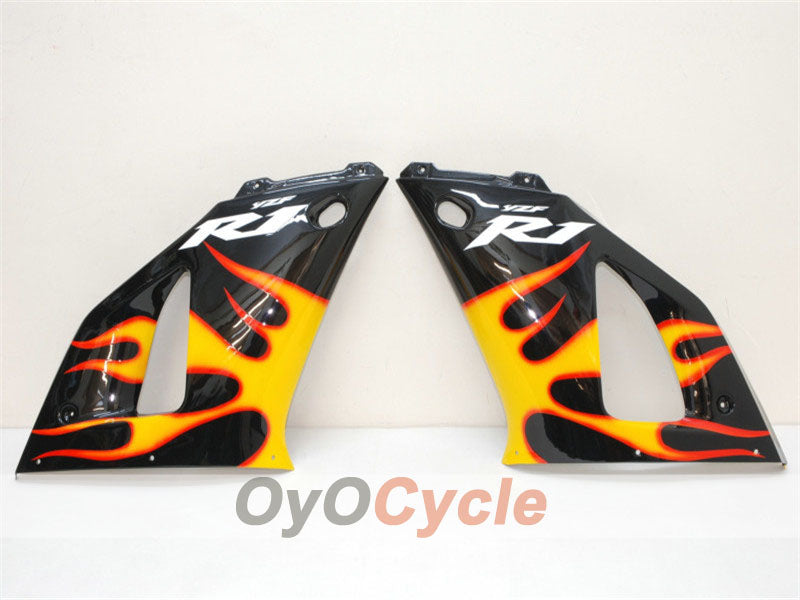 Kit de carénages injectés pour YZF-R1 00-01 - Jaune, noir - Flamme #OYO87900766