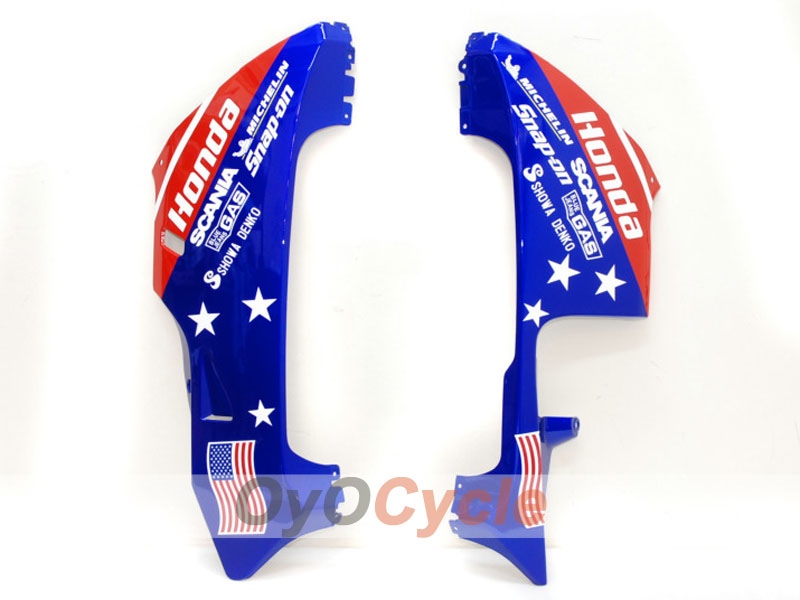 Kit de carénage injecté pour CBR600RR 03-04 - Rouge, Bleu - Castrol #OYO87900222