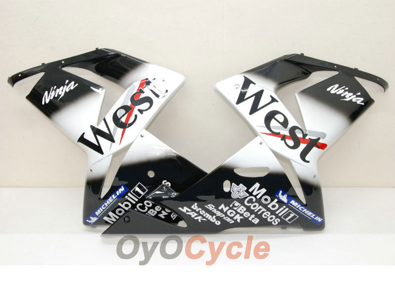 Kit de carénages injectés pour NINJA ZX-10R 04-05 - Blanc, Noir - West #OYO87901550