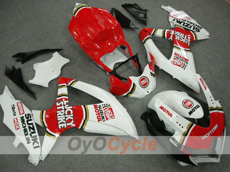 Kit de carénage à injection pour GSX R750 08-10 - Rouge, Blanc - Lucky Strike #OYO87901451