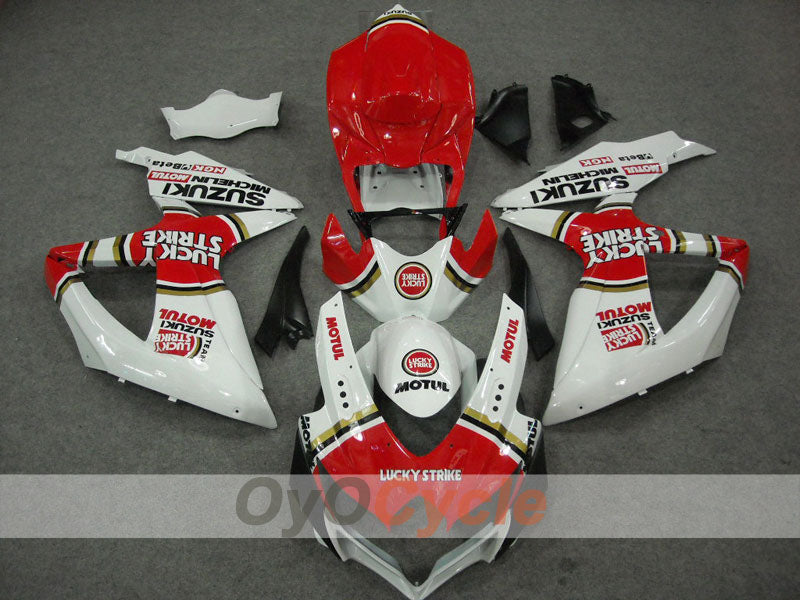 Kit de carénage à injection pour GSX R750 08-10 - Rouge, Blanc - Lucky Strike #OYO87901451