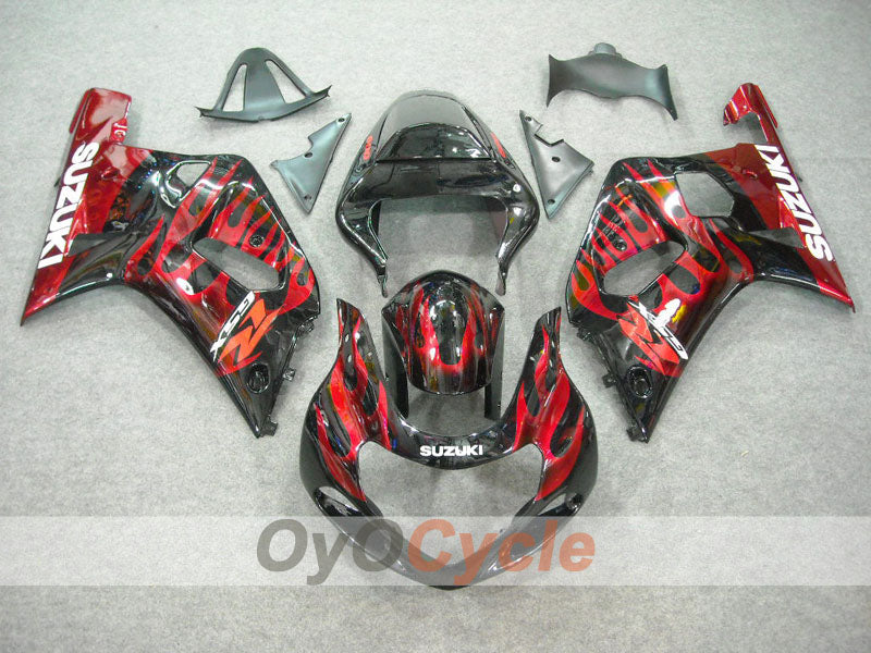 Kit de carénages à injection pour GSX R600 01-03 - Rouge, Noir - Flamme #OYO87901041 Image principale du produit