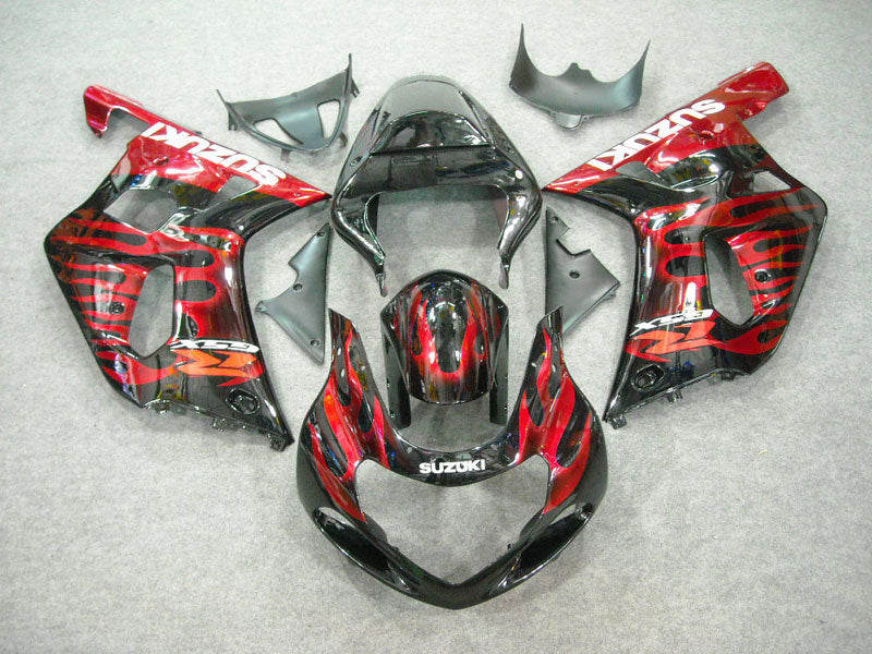 Kit de carénages à injection pour GSX R750 00-03 - Rouge, Noir - Flamme #OYO87901040