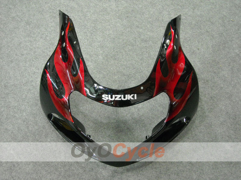 Kit de carénages à injection pour GSX R600 01-03 - Rouge, Noir - Flamme #OYO87901041