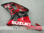 Kit de carénages à injection pour GSX R600 01-03 - Rouge, Noir - Flamme #OYO87901041