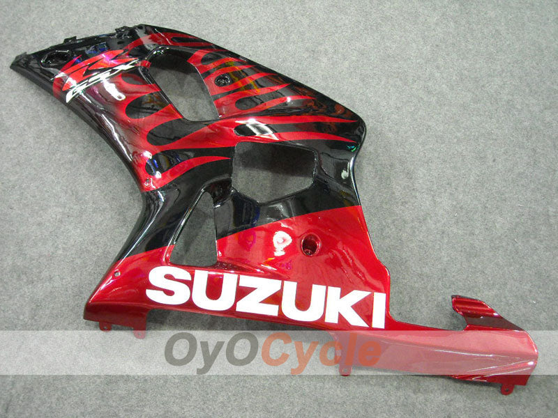 Kit de carénages à injection pour GSX R600 01-03 - Rouge, Noir - Flamme #OYO87901041