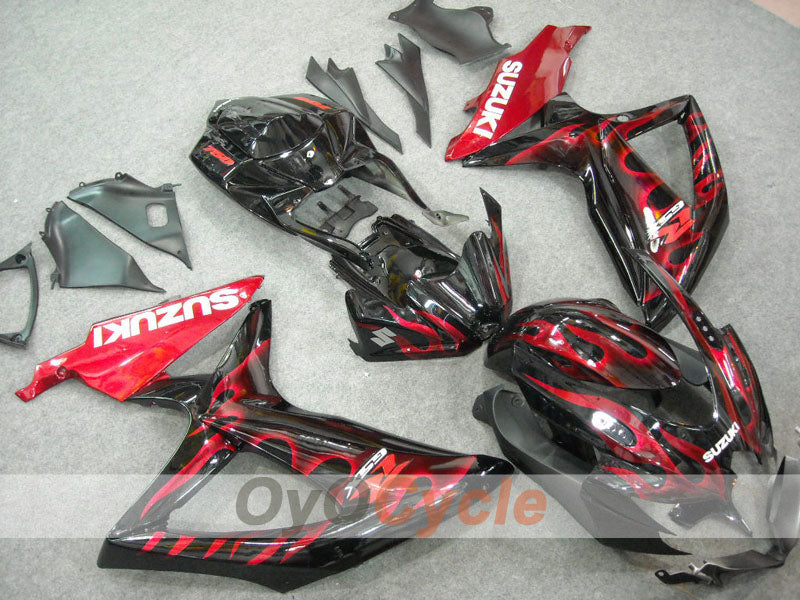 Kit de carénage à injection pour GSX R750 08-10 - Rouge, Noir - Flamme #OYO87901429