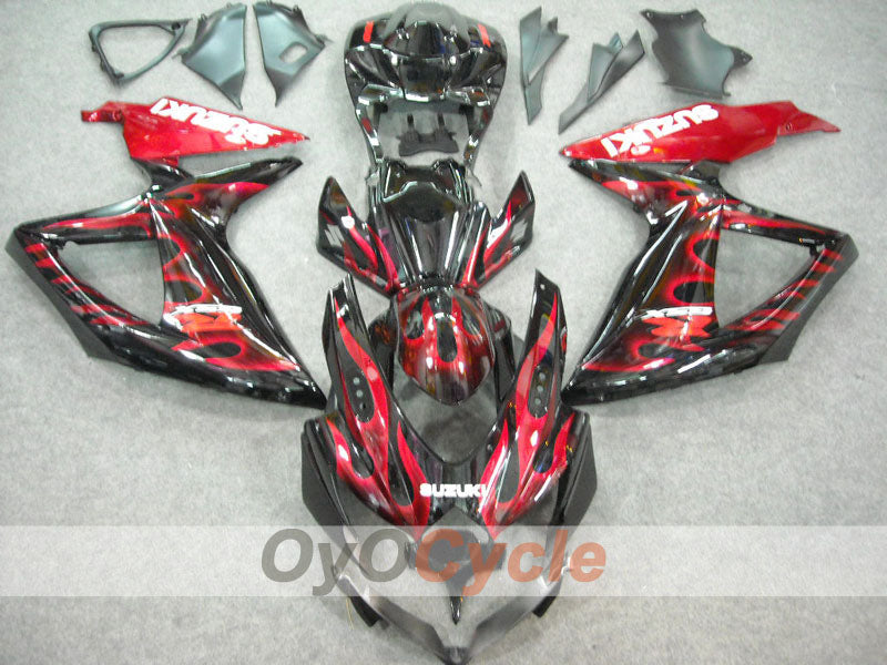 Kit de carénage à injection pour GSX R750 08-10 - Rouge, Noir - Flamme #OYO87901429