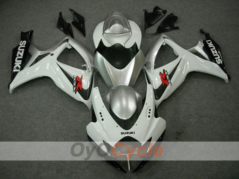 Kit de carénage injecté pour GSX R600 06-07 - Blanc, argent - Style usine #OYO87901534