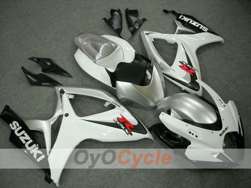 Kit de carénage injecté pour GSX R600 06-07 - Blanc, argent - Style usine #OYO87901534