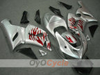 Kit de carénages injectés pour NINJA ZX-6R 05-06 - Rouge, Argent - Flame #OYO87901864
