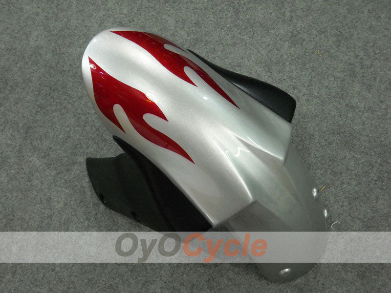 Kit de carénages injectés pour NINJA ZX-6R 05-06 - Rouge, Argent - Flame #OYO87901864