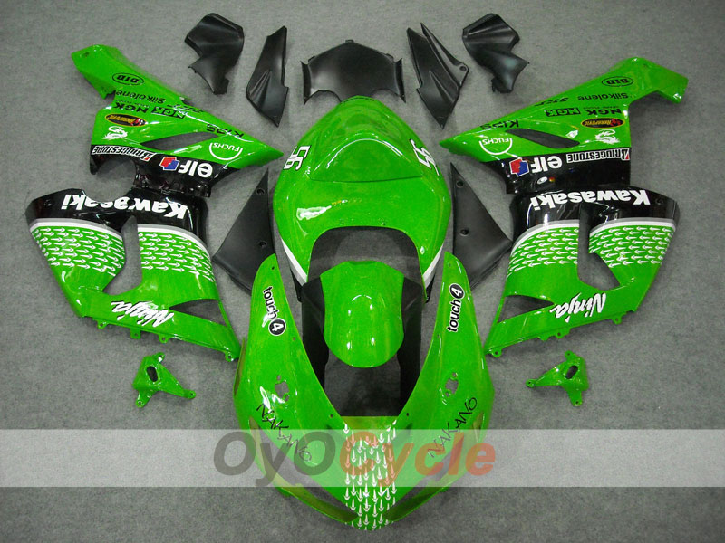 Kit de carénages à injection pour NINJA ZX-6R 05-06 - Vert, Noir - Nakano #OYO87901885