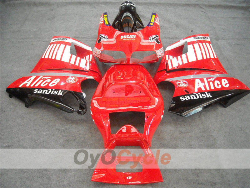 Kit de carénage à injection pour Ducati 996 99-02 - Rouge, blanc - Alice #OYO87902188