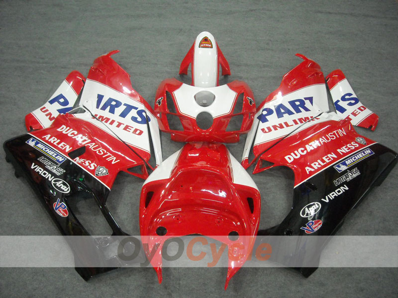 Kit de carénage injecté pour Ducati 749 03-04 - Rouge, blanc - Style usine #OYO87902117