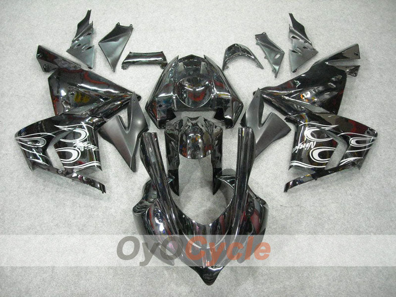 Kit de carénage injecté pour NINJA ZX-10R 04-05 - Blanc, noir - Flamme #OYO87901533