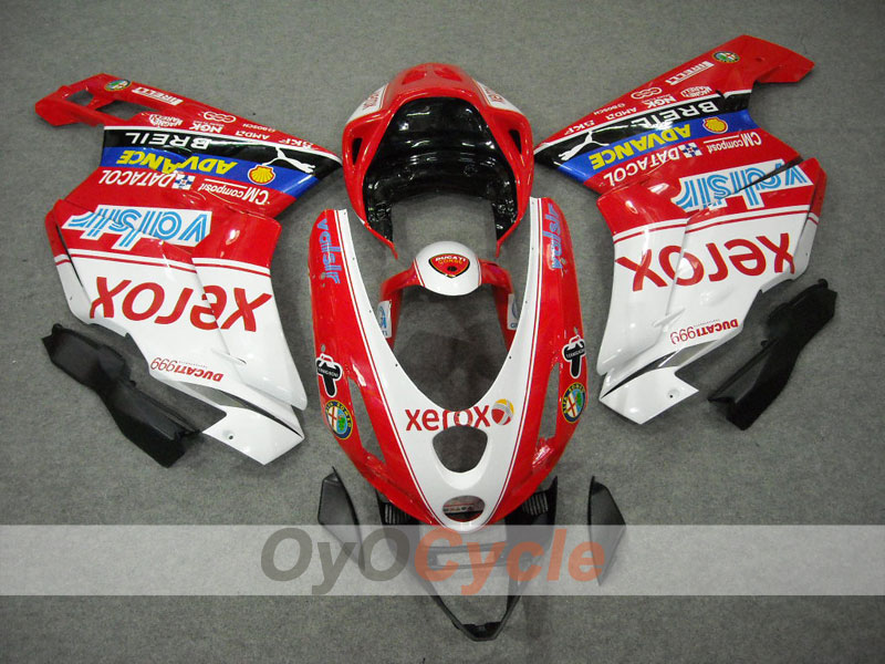 Kit de carénage à injection pour Ducati 749 03-04 - Rouge, Blanc - Xerox #OYO87902136