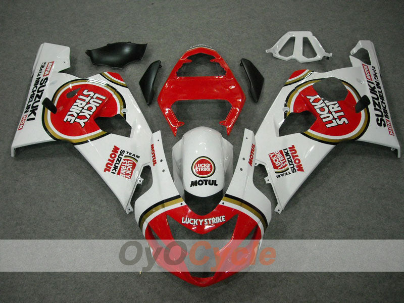 Kit de carénage injecté pour GSX R750 04-05 - Rouge, Blanc - Lucky Strike #OYO87901258