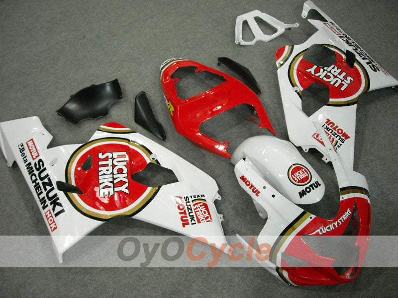 Kit de carénage injecté pour GSX R750 04-05 - Rouge, Blanc - Lucky Strike #OYO87901258 Image principale du produit