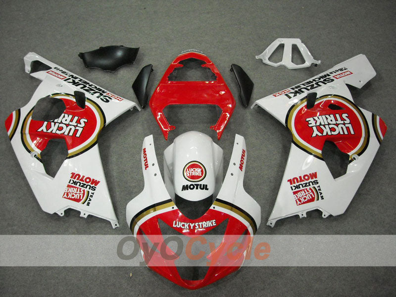 Kit de carénage injecté pour GSX R750 04-05 - Rouge, Blanc - Lucky Strike #OYO87901258