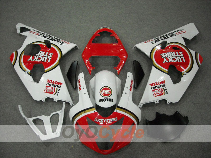 Kit de carénage injecté pour GSX R750 04-05 - Rouge, Blanc - Lucky Strike #OYO87901258