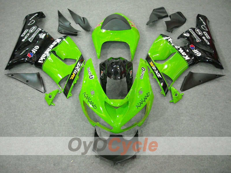 Kit de carénages à injection pour NINJA ZX-6R 05-06 - Vert, Noir - Nakano #OYO87901887
