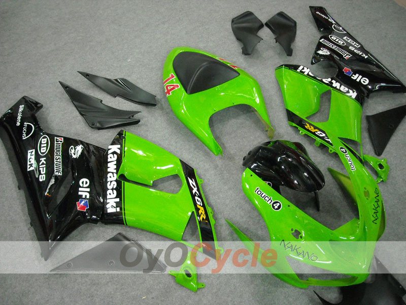 Kit de carénages à injection pour NINJA ZX-6R 05-06 - Vert, Noir - Nakano #OYO87901887 Image principale du produit