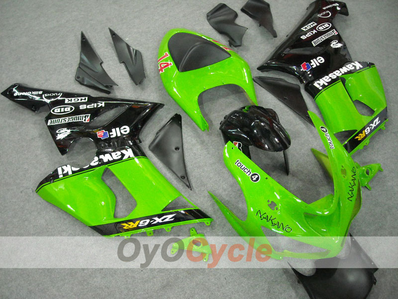 Kit de carénages à injection pour NINJA ZX-6R 05-06 - Vert, Noir - Nakano #OYO87901887
